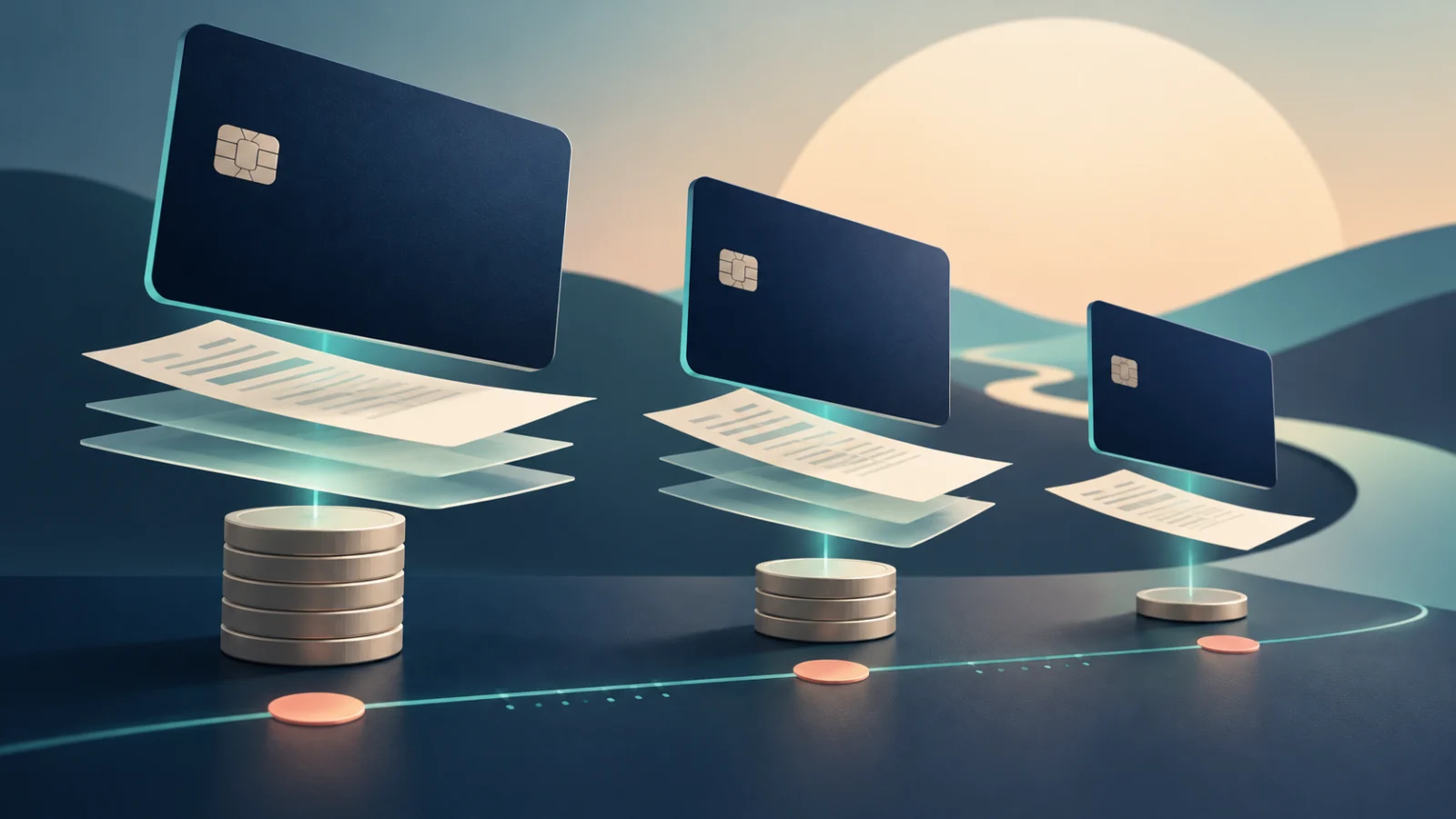 Separate credit-card balances with layered documents and payment tokens